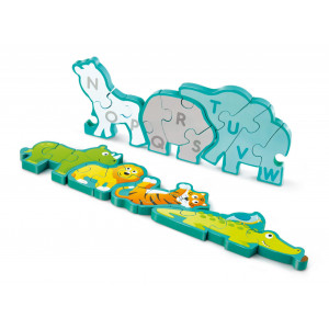 Puzzle din lemn pentru copii cu litere si animale salbatice - Img 3