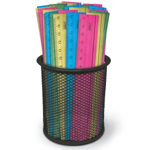 Rigla aluminiu satinat 15 cm culori asortate – 36 buc/display cilindric