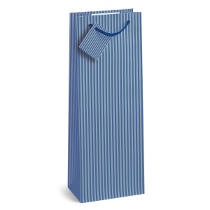 Sacosa sticla de vin Kraft cu dungi cu maner din snur, 13 x 36 x 10 cm (20 buc/display) - Img 4
