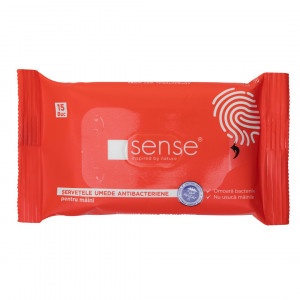 Sense Servetele Umede Antibacteriene Pentru Maini, 15 Bucati/Pachet-Cool&Clean - Img 2