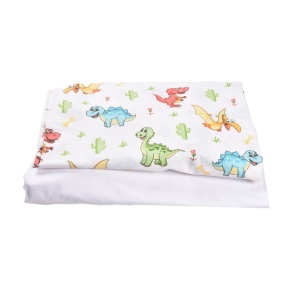 Set 2 cearsafuri patut 120x60 cm bumbac 100% alb dinozauri - Img 1
