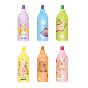 Set 3 mini evidentiatori BeCappy Capibara – in 3 culori pastelate, 2 combinatii culori (24 set/display) - Img 3