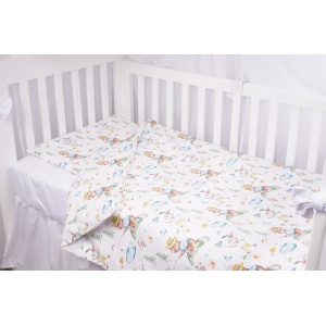 Set complet 7 piese lenjerie si aparatori patut 120x60 cm bumbac 100% model iepurasi galbeni - Img 3