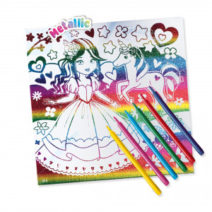Set creativ copii de colorat pe panza printesa si unicorn cu efect metalic - Img 2
