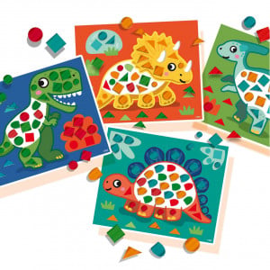 Set creativ copii - Invat sa creez tablouri cu mozaic, dinozauri - Img 3