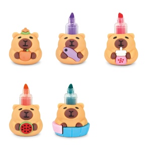 Set de 4 mini markere de evidentiere BeCappy Capibara – in 4 culori pastelate (12 set/display) - Img 2