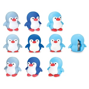 Ascutitoare de creion cu o gaura Arctic Friends din plastic moale, 3 culori (24 buc/display) - Img 3