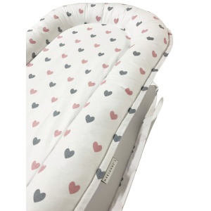 Baby Nest Deluxe 0-3 Ani: Gri cu Inimioare, Bumbac 100% - Confort Extensibil - Img 3