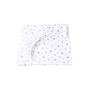 Cearsaf patut 120x60 cm bumbac 100% model stelute mici bleu - Img 1
