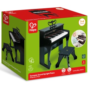 Jucarie din lemn copii - Pian electronic negru inalt - Img 6