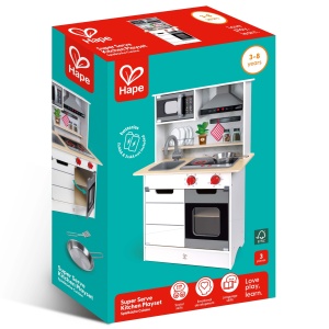 Jucarie din lemn - Set de joaca pentru copii, bucatarie Super Serve - Img 11