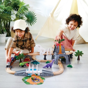 Jucarie din lemn - Tren de jucarie aventură Dino (61 piese) - Img 2