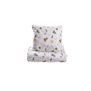 Lenjerie 6 piese patut 120x60 cm, bumbac 100%, model Rachete - Img 3