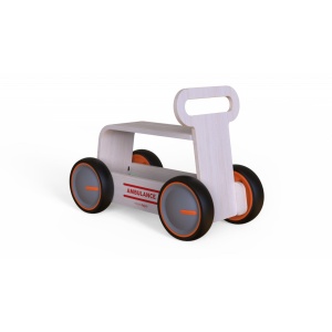Masinuta ride-on, premergator si carucior de jucarii MamaToyz DriveMe Wood, Ambulanta - Jucarie din lemn 3 in 1 - Img 5