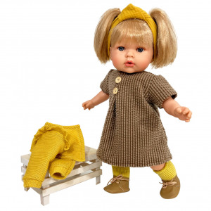Papusa Artizanala Nines d'Onil Tita (45 cm), blonda, haine toamna, miros vanilie - Img 2