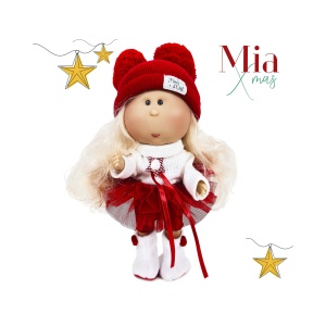 Papusa Nines D'Onil, Mia Craciun, cu parul blond, cu miros de vanilie, 30 cm