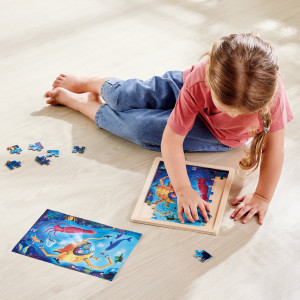 Puzzle din lemn 2 in 1 - Salvarea Oceanului (50 piese), cu fata dubla si activitate colorare - Img 4