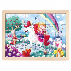 Puzzle din lemn 2 in 1 - Unicorn (26 piese), cu fata dubla si activitate colorare - Img 2