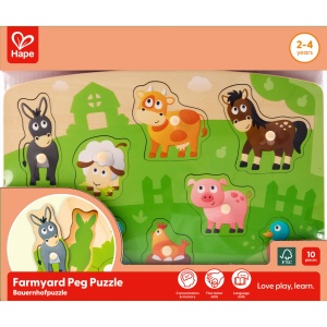 Puzzle din lemn cu butoni - Animale de la ferma - Img 3