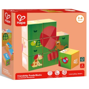 Puzzle din lemn cuburi - Animale 3 x 3 - Img 4
