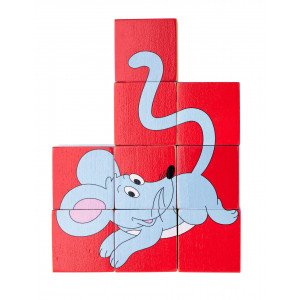Puzzle din lemn cuburi - Animale colorate - Img 7