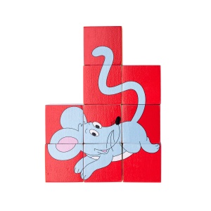 Puzzle din lemn cuburi - Animale colorate - Img 8