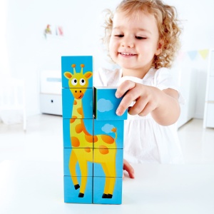 Puzzle din lemn cuburi - Animale din Jungla 3 x 3 - Img 10