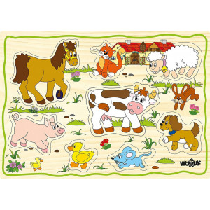 Puzzle din lemn pentru copii cu animale de la ferma - Img 3