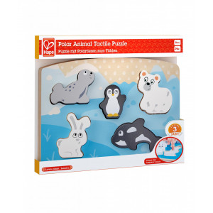 Puzzle din lemn tactil - Animale polare - Img 3