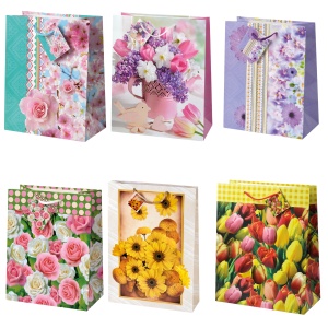 Sacosa Primavara, din hartie cu maner din snur, 26 x 32.5 x 12.7 cm (20 buc/display)