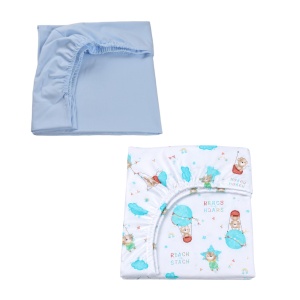 Set 2 cearsafuri patut 120x60 cm, bumbac 100%, bleu ursuleti in balon - Img 5