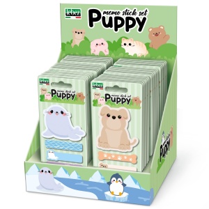 Set 20 memostick in forme si 60 semne de carte Puppy din hartie, 6 modele (96 blistere/display)