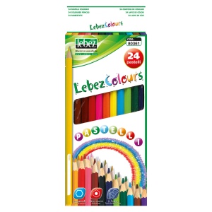 Set 24 creioane colorate 18 cm, hexagonale