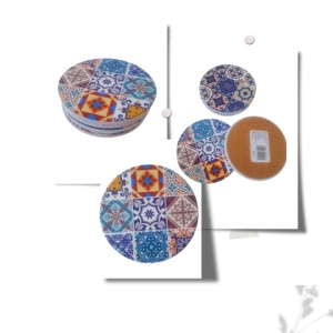 Set 4 Suporturi pentru Pahare, Rotunde, Ceramica, 11 cm - Img 1