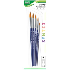 Set 5 pensule, varf rotund sintetic (blister)