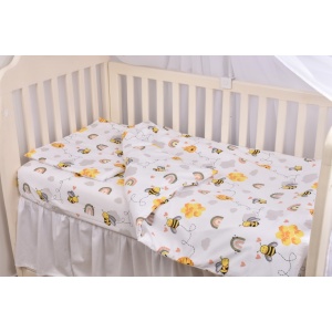 Set complet 7 piese Lenjerie si aparatori patut 120x60 cm bumbac 100% model Albinute - Img 2
