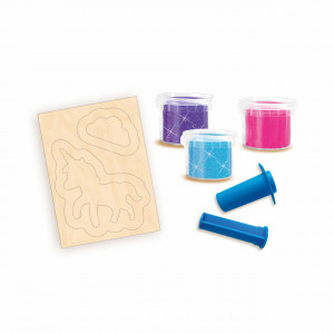 Set creativ copii cu unicorni din lemn si plastilina cu sclipici - Img 3