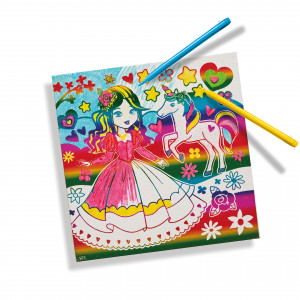 Set creativ copii de colorat pe panza printesa si unicorn cu efect metalic - Img 3