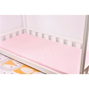 Cearsaf pat bumbac 100% culoare roz 90x200x10 cm - Img 1