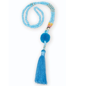 Colier cu margele, pompon si ciucure colorat - model asortat (12 buc/display) - Img 2
