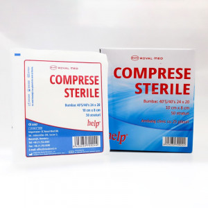 Comprese Sterile din tifon 10cm x 8cm x 48 straturi, pliate -25 buc