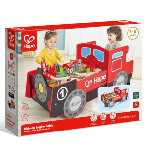 Jucarie din lemn - Masa cu cale ferata, in forma de locomotiva (32 piese)