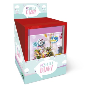 Jurnal secret Love & Candy cu lacat, 3 modele asortate (6 buc/display)