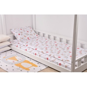 Lenjerie pat 90x200 cm, 3 piese model flori de bumbac - Img 1