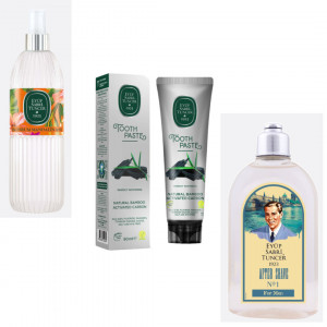 Pachet Apa de colonie Mandarin 150ml, Pasta de dinti cu carbune 90ml si After shave nr:1 250ml - Img 2