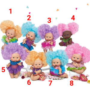 Papusa Artizanala Nines d'Onil cu miros de vanilie - Colectia Candy (26 cm) 6 - Papusa Candy cu par portocaliu si rochie cu sclipici - Img 1