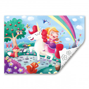 Puzzle din lemn 2 in 1 - Unicorn (26 piese), cu fata dubla si activitate colorare - Img 3