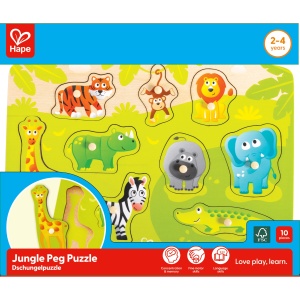 Puzzle din lemn cu butoni - Animale din Jungla - Img 3
