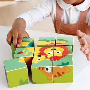 Puzzle din lemn cuburi – Animale salbatice 3 x 3 - Img 7