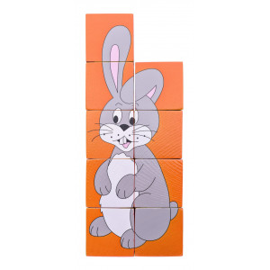 Puzzle din lemn cuburi - Animale colorate - Img 5